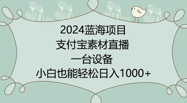 2024年蓝海项目，支付宝素材直播，无需出境，小白也能日入1000+ ，实操教程-玖卿社区