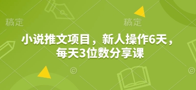 小说推文项目，新人操作6天，每天3位数分享课-玖卿社区
