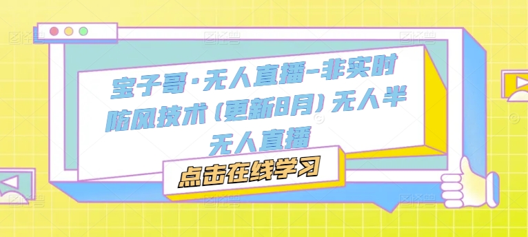宝子哥·无人直播-非实时防风技术(更新11月)无人半无人直播-玖卿社区