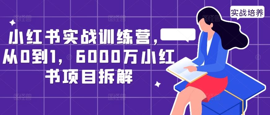 小红书实战训练营，从0到1，6000万小红书项目拆解-玖卿社区