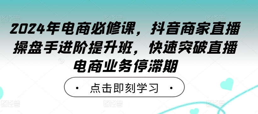 2024年电商必修课，抖音商家直播操盘手进阶提升班，快速突破直播电商业务停滞期-玖卿社区