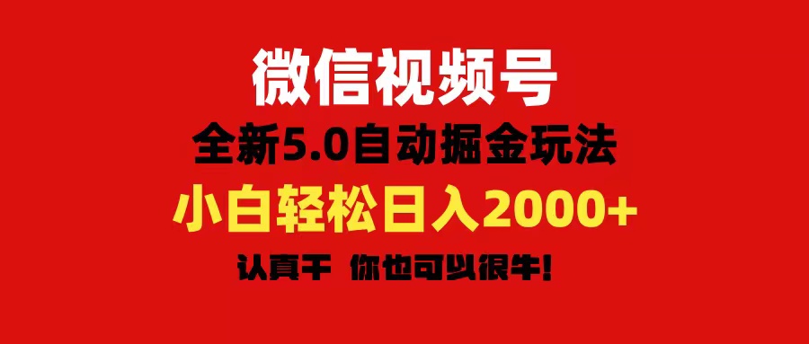 微信视频号变现，5.0全新自动掘金玩法，日入利润2000+有手就行-玖卿社区