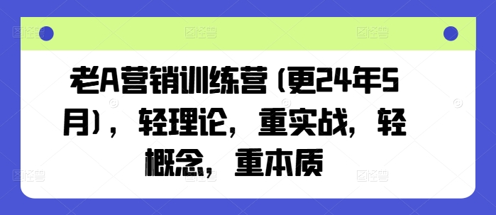 老A营销训练营(更25年1月)，轻理论，重实战，轻概念，重本质-玖卿社区