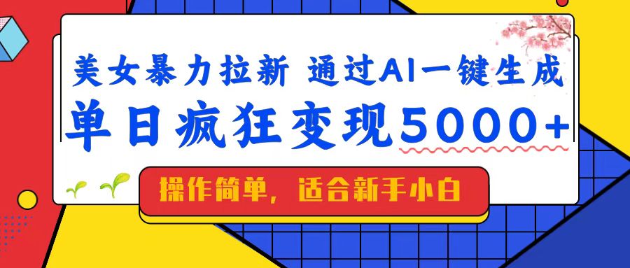 美女暴力拉新，通过AI一键生成，单日疯狂变现5000+，纯小白一学就会！-玖卿社区