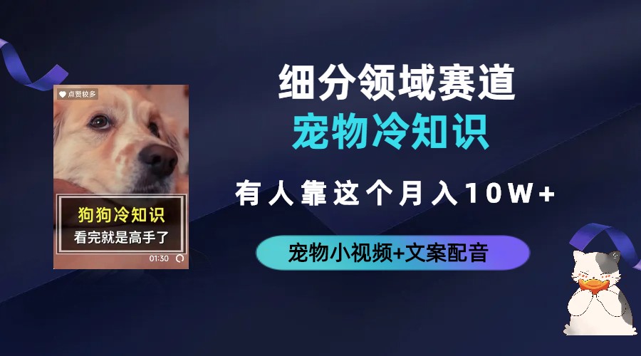 不起眼的抖音细分赛道-宠物冷知识，一段宠物视频配文案，有人靠这个月入10w-玖卿社区