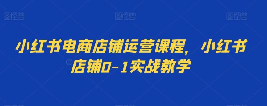 小红书电商店铺运营课程，小红书店铺0-1实战教学-玖卿社区