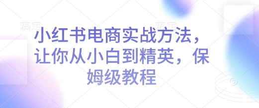 小红书电商实战方法，让你从小白到精英，保姆级教程-玖卿社区