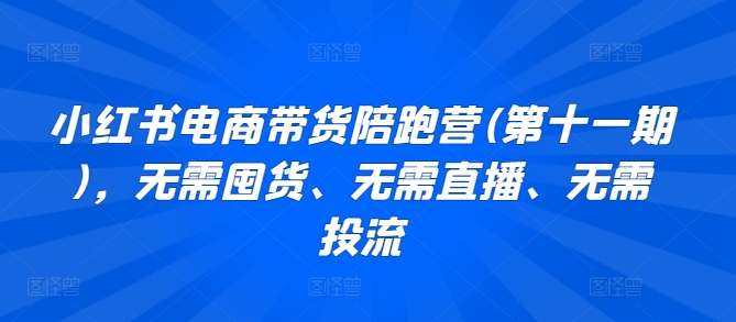 小红书电商带货陪跑营(第十一期)，无需囤货、无需直播、无需投流-玖卿社区
