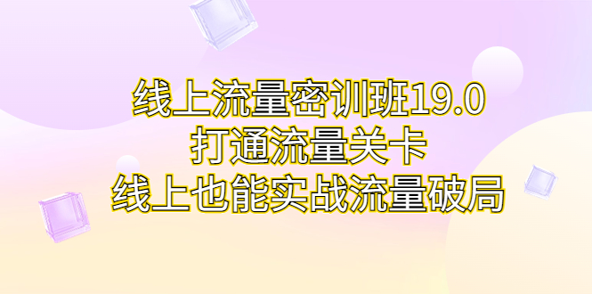 线上流量密训班19.0，打通流量关卡，线上也能实战流量破局-玖卿社区