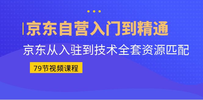 京东自营入门到精通：京东从入驻到技术全套资源匹配（79节课）-玖卿社区