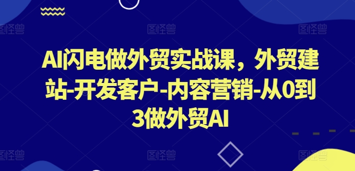 AI闪电做外贸实战课，​外贸建站-开发客户-内容营销-从0到3做外贸AI-玖卿社区