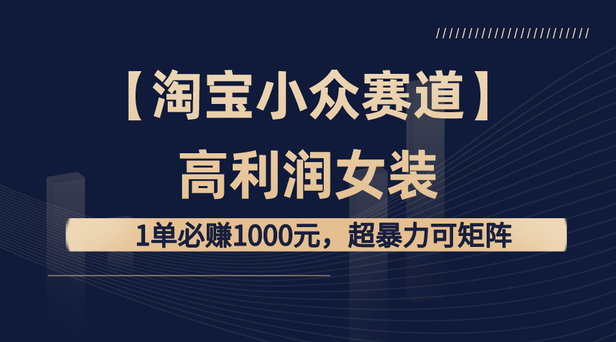 【淘宝小众赛道】高利润女装：1单必赚1000元，超暴力可矩阵-玖卿社区