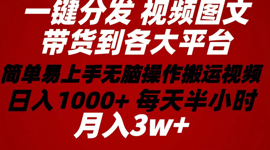 （10667期）2024年 一键分发带货图文视频  简单易上手 无脑赚收益 每天半小时日入1…-玖卿社区