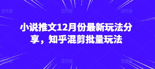 小说推文12月份最新玩法分享，知乎混剪批量玩法-玖卿社区