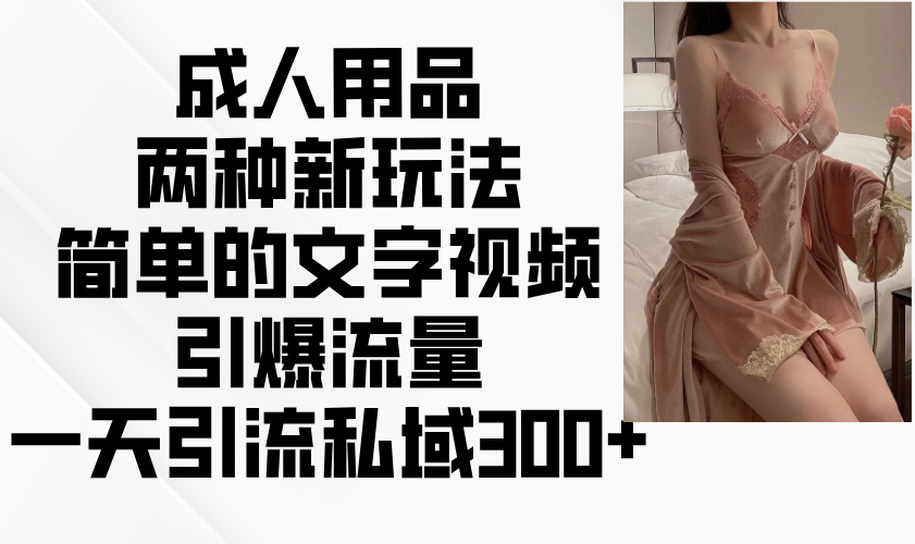 成人用品两种新玩法，简单的文字视频引爆流量，一天引流私域300+-玖卿社区