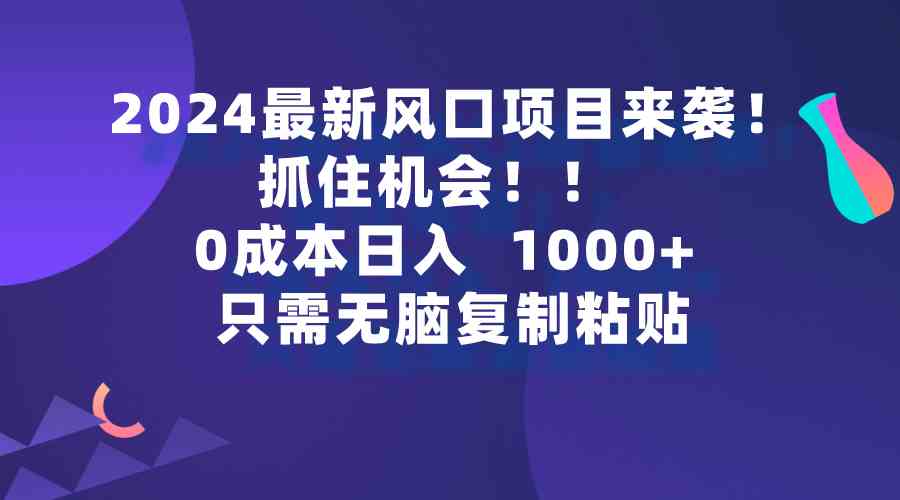 （9899期）2024最新风口项目来袭，抓住机会，0成本一部手机日入1000+，只需无脑复…-玖卿社区