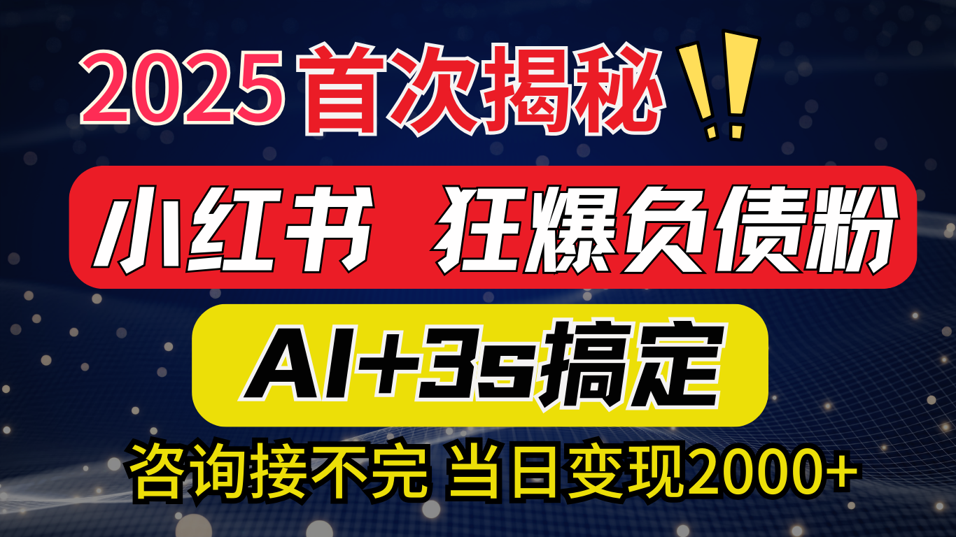 2025引流天花板：最新小红书狂暴负债粉思路，咨询接不断，当日入2000+-玖卿社区