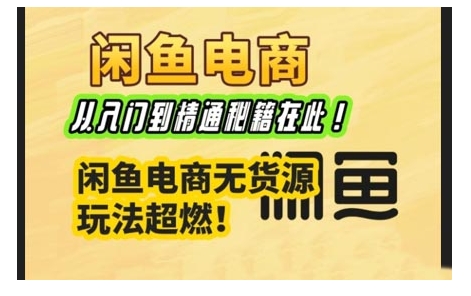 闲鱼电商实战课，从入门到精通秘籍在此，闲鱼电商无货源玩法超燃!-玖卿社区