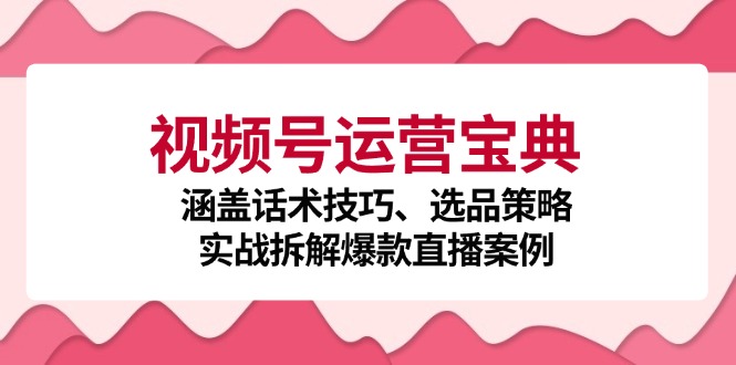 视频号运营宝典：涵盖话术技巧、选品策略、实战拆解爆款直播案例-玖卿社区
