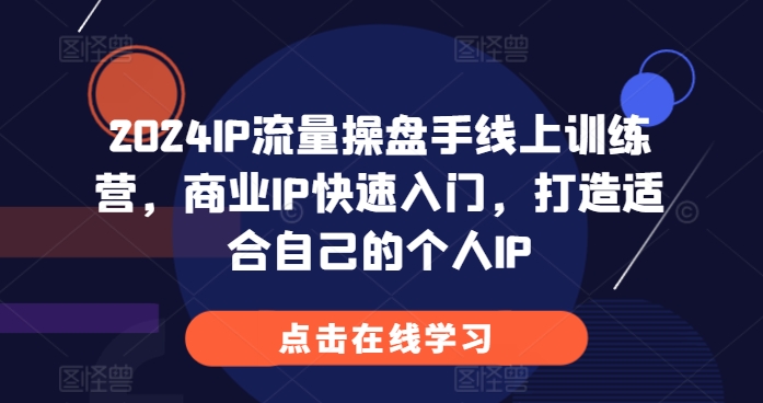 2024IP流量操盘手线上训练营，商业IP快速入门，打造适合自己的个人IP-玖卿社区