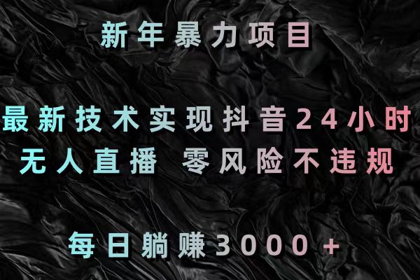 新年暴力项目，最新技术实现抖音24小时无人直播 零风险不违规 每日躺赚3000-玖卿社区