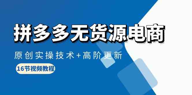 （10015期）拼多多无货源电商，原创实操技术+高阶更新（16节视频教程）-玖卿社区