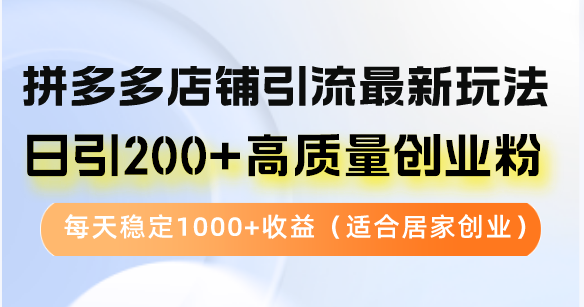 （12893期）拼多多店铺引流最新玩法，日引200+高质量创业粉，每天稳定1000+收益（…-玖卿社区