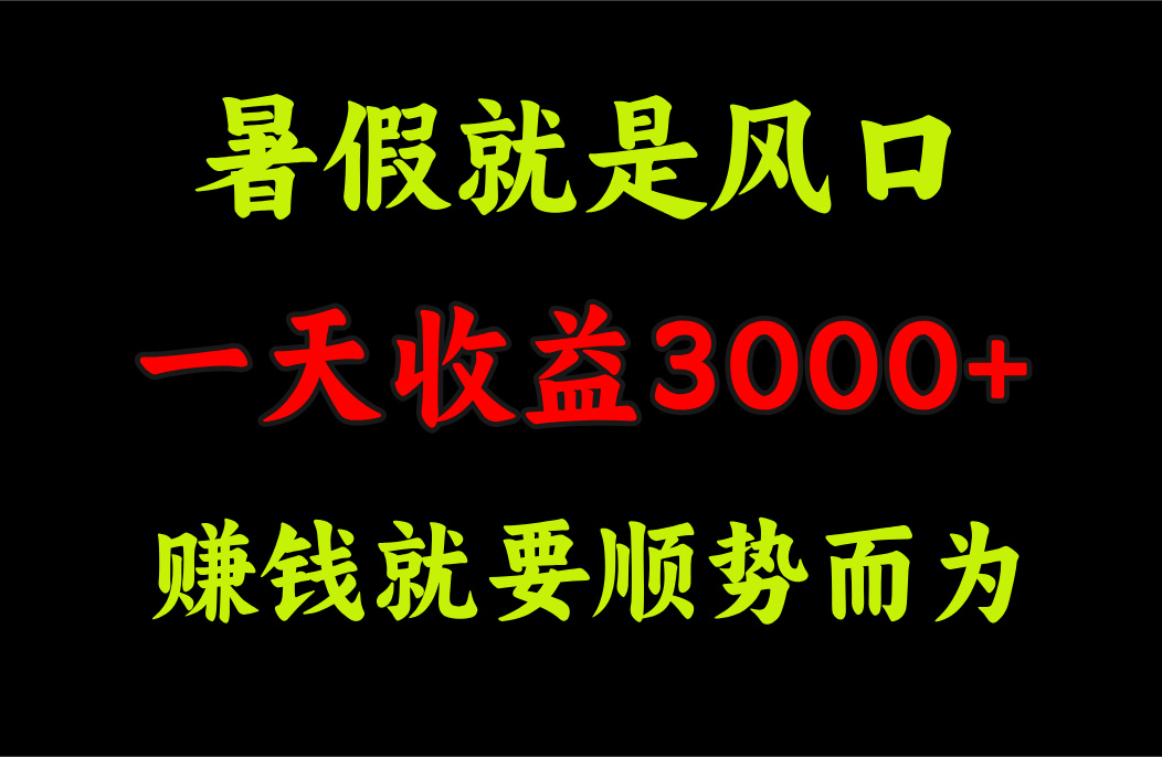 一天收益3000+ 赚钱就是顺势而为，暑假就是风口-玖卿社区