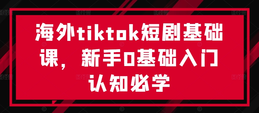 海外tiktok短剧基础课，新手0基础入门认知必学-玖卿社区