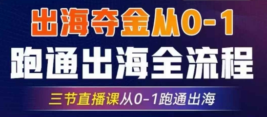2025出海夺金从0-1跑通出海全流程，三节直播课从0-1跑通出海，教你用AI跑通全流程-玖卿社区
