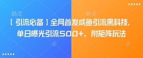 【引流必备】全网首发咸鱼引流黑科技，单日曝光引流500+，附矩阵玩法【揭秘】-玖卿社区