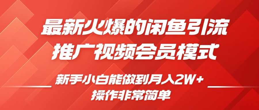 最新火爆的闲鱼引流推广视频会员，新手小白能做到月入2W+-玖卿社区