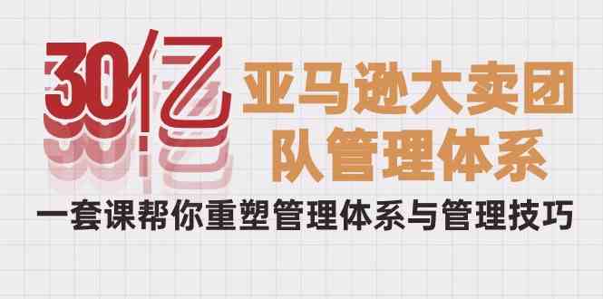 （10178期）30亿-亚马逊大卖团队管理体系，一套课帮你重塑管理体系与管理技巧-玖卿社区