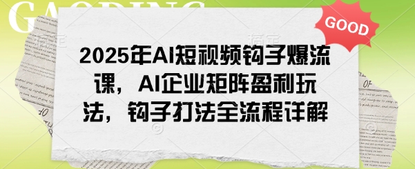 2025年AI短视频钩子爆流课，AI企业矩阵盈利玩法，钩子打法全流程详解-玖卿社区