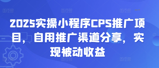 2025实操小程序CPS推广项目，自用推广渠道分享，实现被动收益-玖卿社区