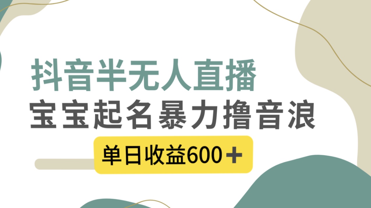 抖音半无人直播，宝宝起名，暴力撸音浪，单日收益600+-玖卿社区