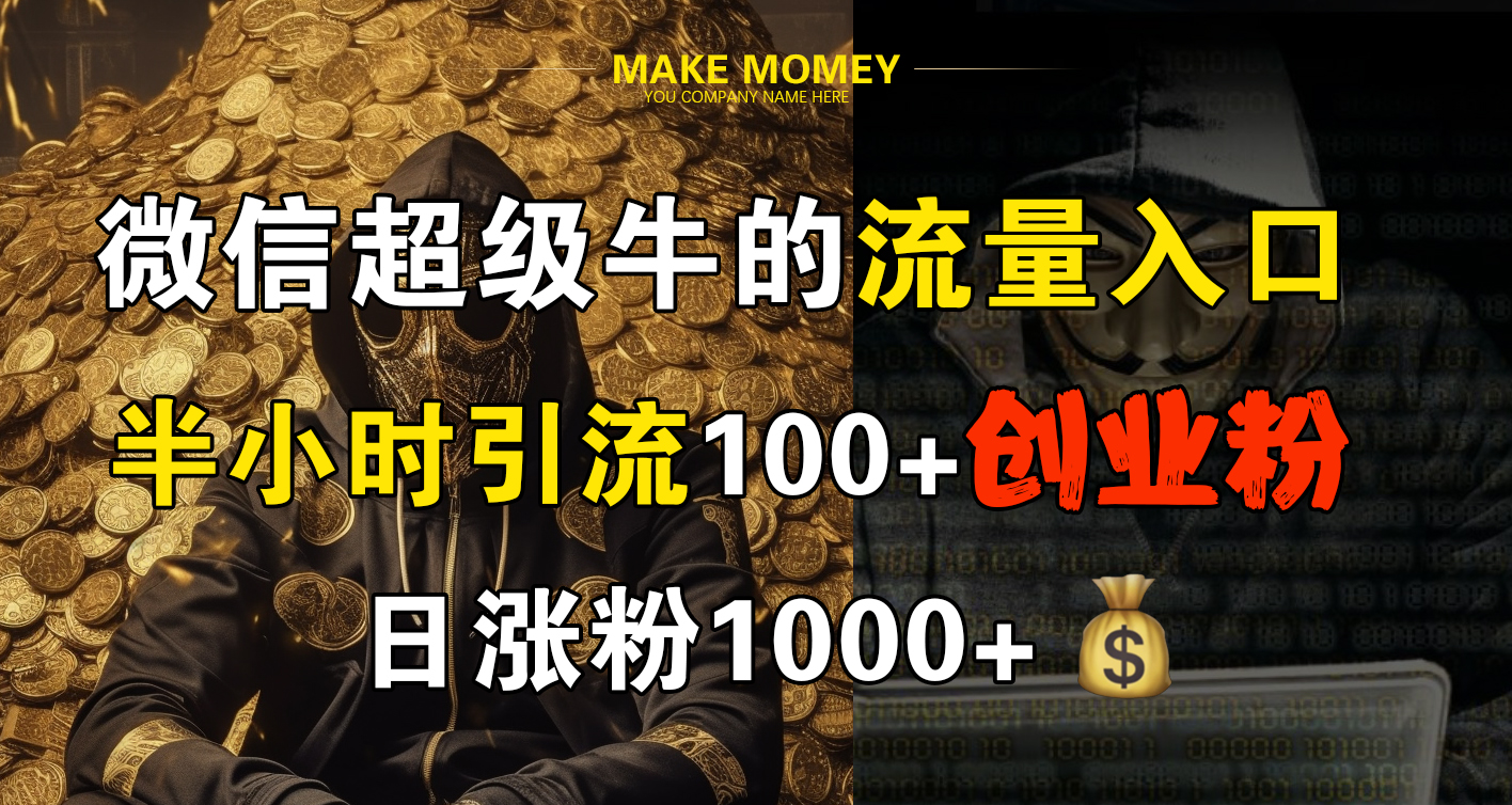 微信超级牛的流量入口，半小时引流100+创业粉，日涨粉1000+-玖卿社区