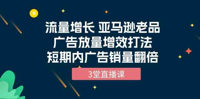 流量增长 亚马逊老品广告放量增效打法，短期内广告销量翻倍（3堂直播课）-玖卿社区