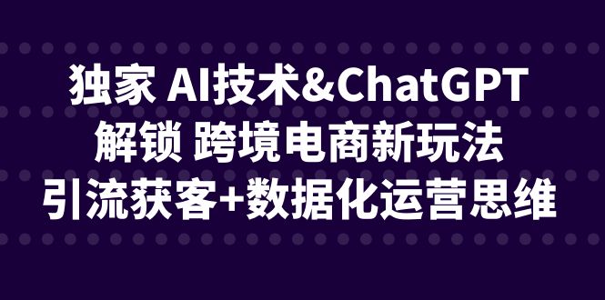 独家 AI技术&ChatGPT解锁 跨境电商新玩法，引流获客+数据化运营思维-玖卿社区