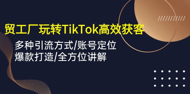 外贸工厂玩转TikTok高效获客，多种引流方式/账号定位/爆款打造/全方位讲解-玖卿社区