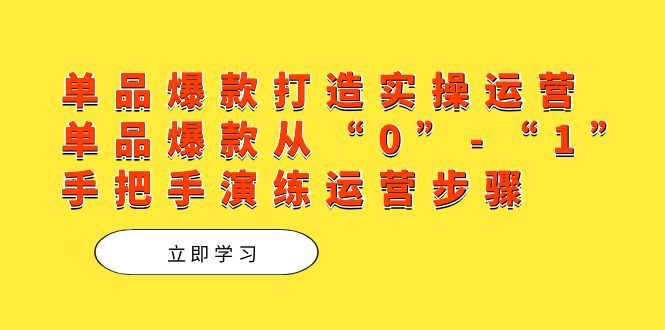 单品爆款打造实操运营，单品爆款从“0”-“1”手把手演练运营步骤-玖卿社区