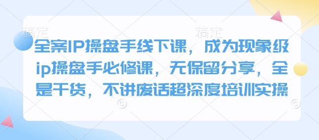 全案IP操盘手线下课，成为现象级ip操盘手必修课，无保留分享，全是干货，不讲废话超深度培训实操-玖卿社区