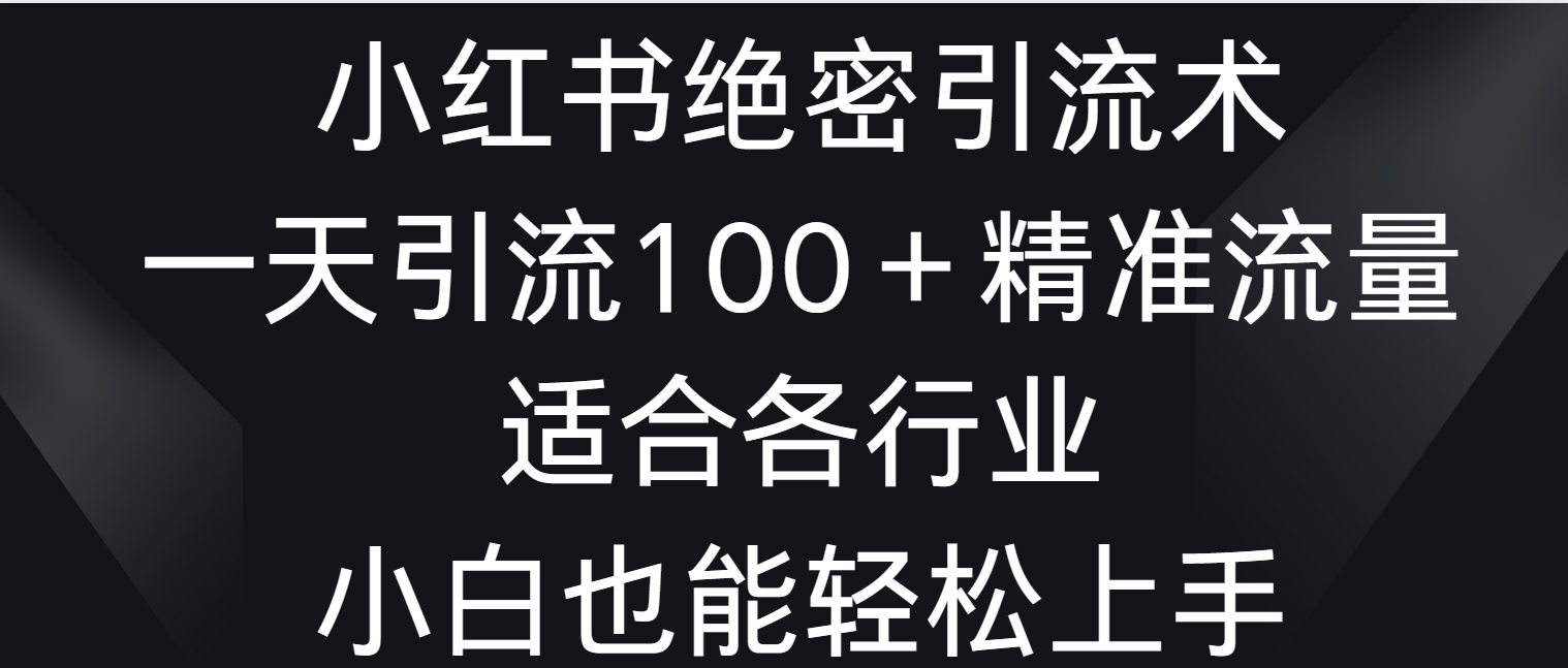 小红书绝密引流术，一天引流100＋精准流量，适合各个行业，小白也能轻松上手-玖卿社区