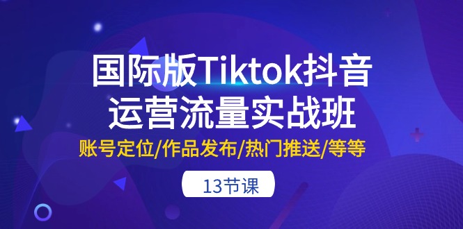 （10712期）国际版Tiktok抖音运营流量实战班：账号定位/作品发布/热门推送/等等-13节-玖卿社区