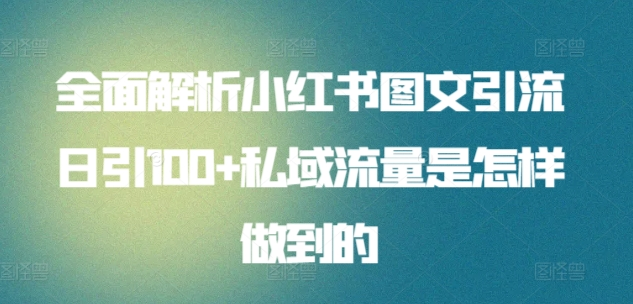暴力引流 小红书图文引流日引100私域全面拆解【打粉人必看】-玖卿社区