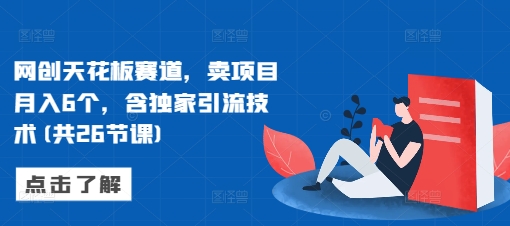 网创天花板赛道，卖项目月入6个，含独家引流技术(共26节课)-玖卿社区