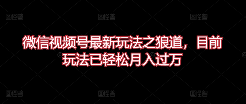 微信视频号最新玩法之狼道，目前玩法已轻松月入过万-玖卿社区