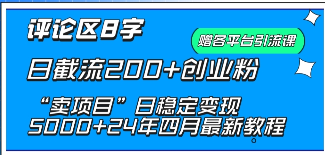 抖音评论区8字日截流200+创业粉 “卖项目”日稳定变现5000+-玖卿社区