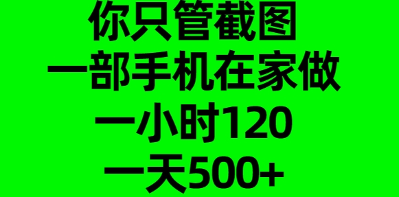 你只管截图，一部手机在家做，一小时120，一天500+-玖卿社区