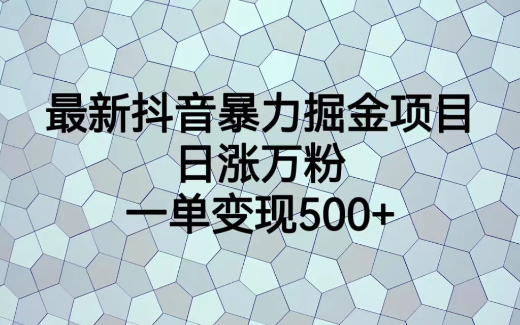 最火热的抖音暴力掘金项目，日涨万粉，多种变现方式，一单变现可达500+-玖卿社区
